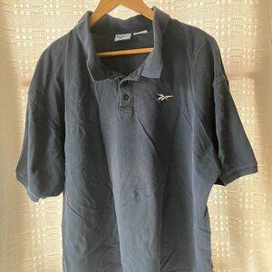 Vintage 90s REEBOK Navy Blue Cotton Short Sleeve Polo Shirt men's 2XL